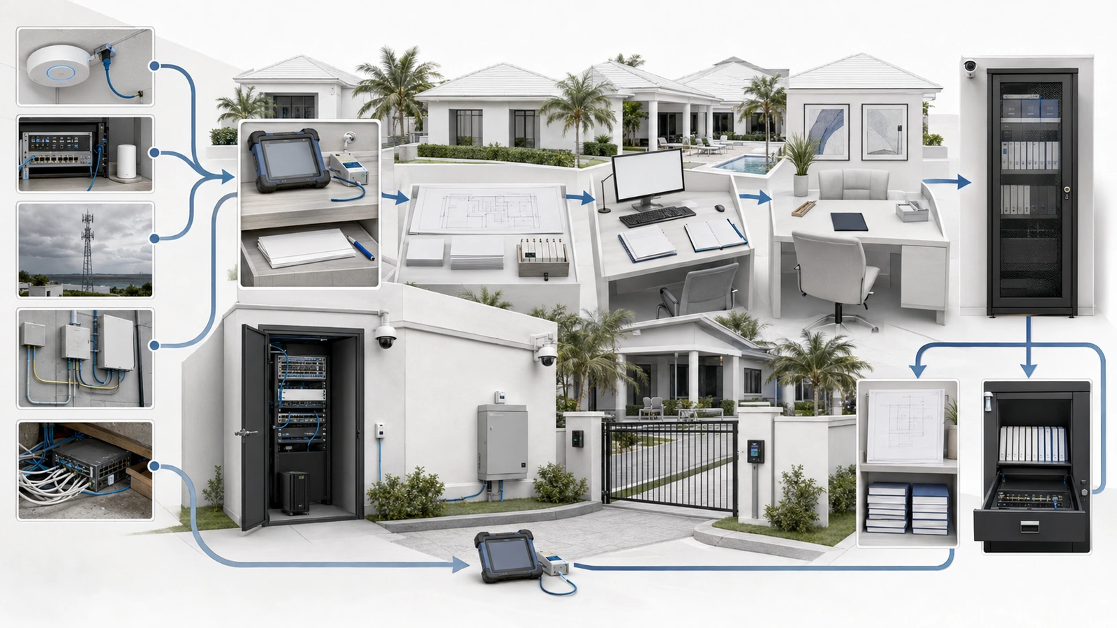 Authoritative network documentation workflow from field changes and discoveries through verification, approval, secure storage, and validation