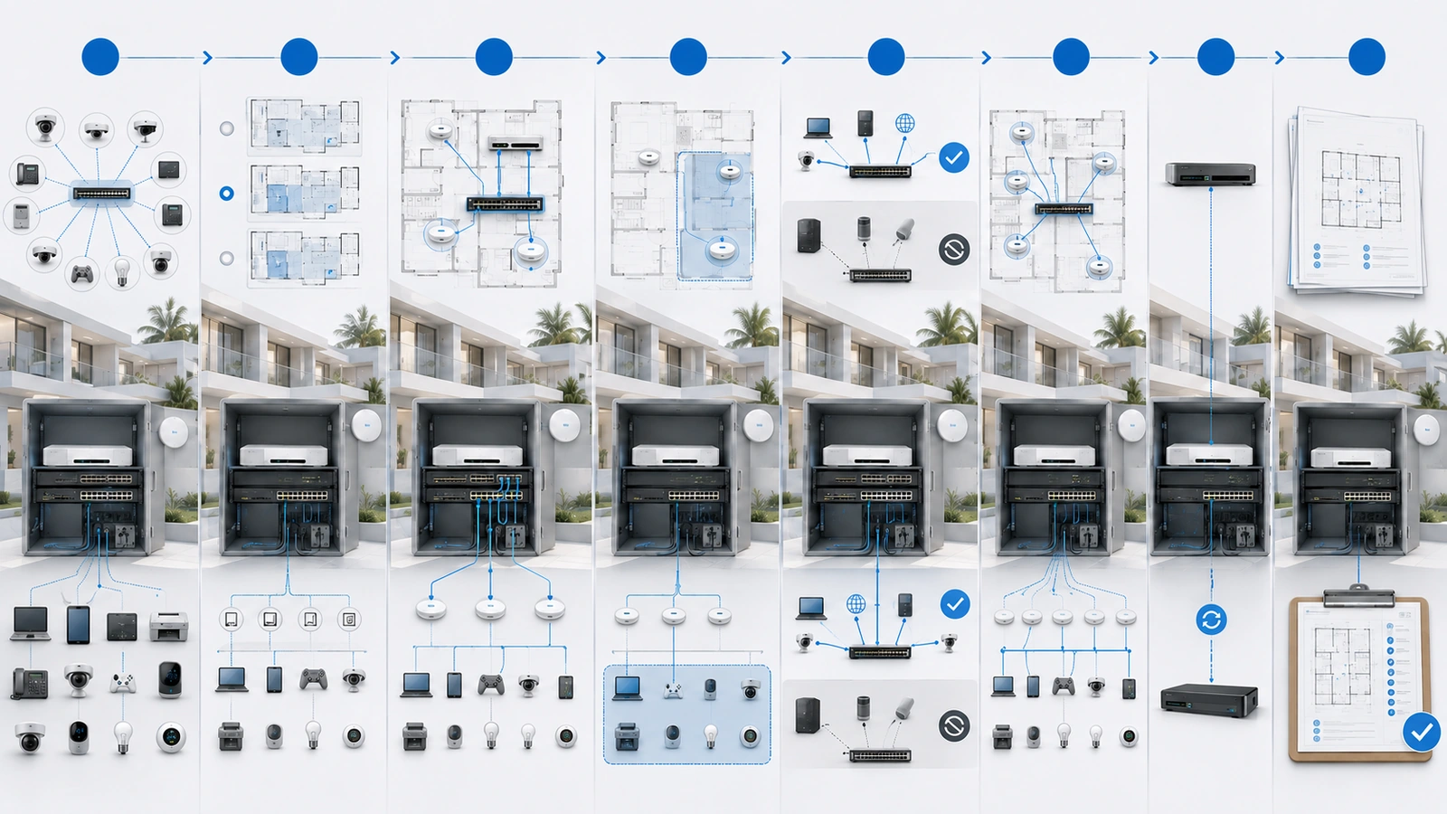 Controlled network segmentation implementation from device inventory and template selection through pilot testing, migration, backup, and documentation