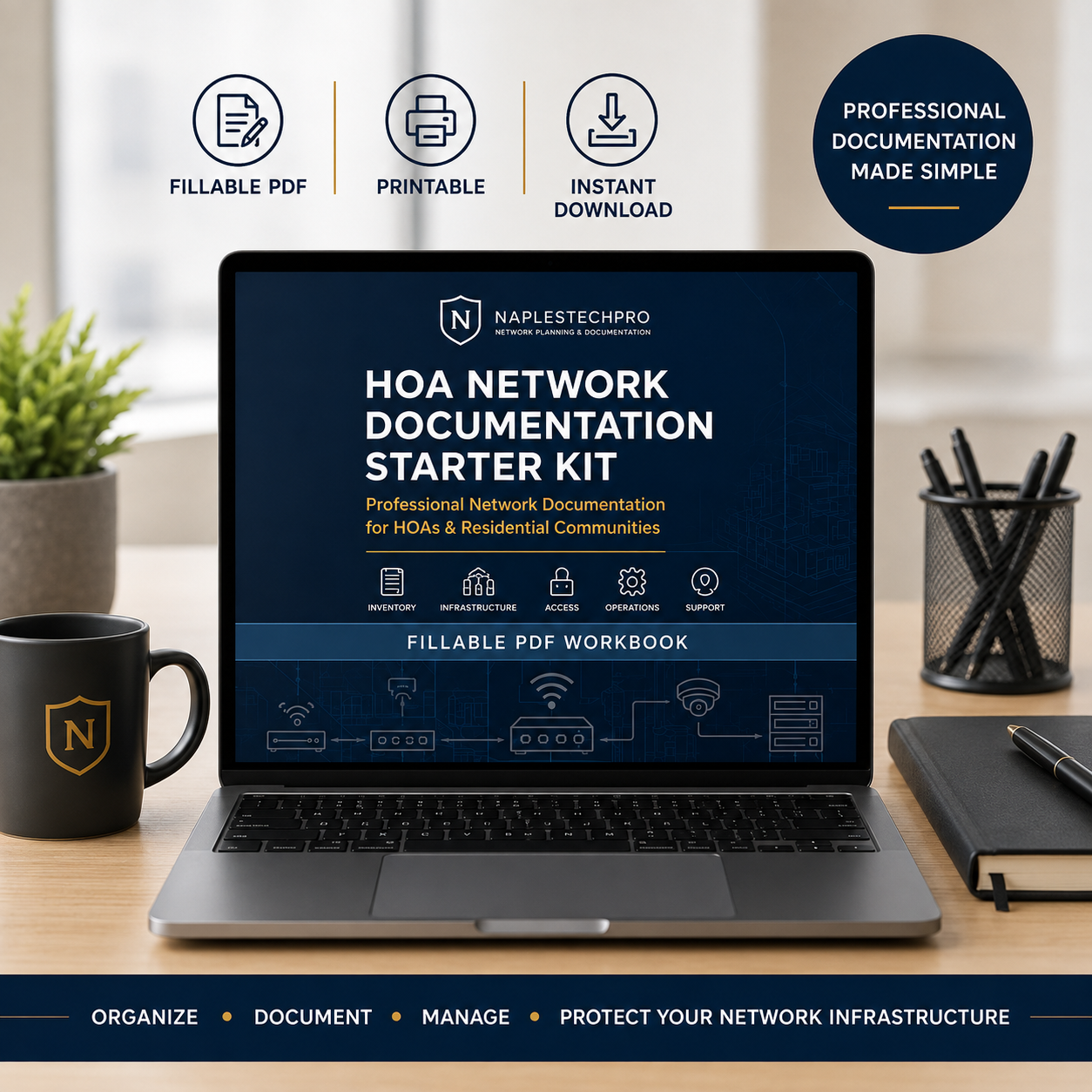 hoa doc kit promo HOA Network Documentation Starter Kit for recording community infrastructure, devices, internet services, vendors, and responsibilities