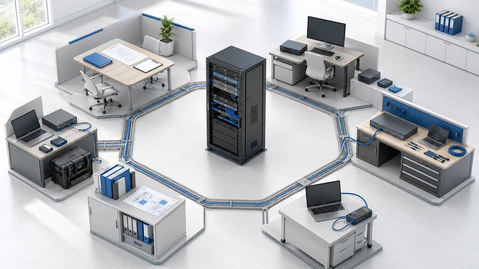 HOA network change process including approval, backup, implementation, validation, documentation, and recovery