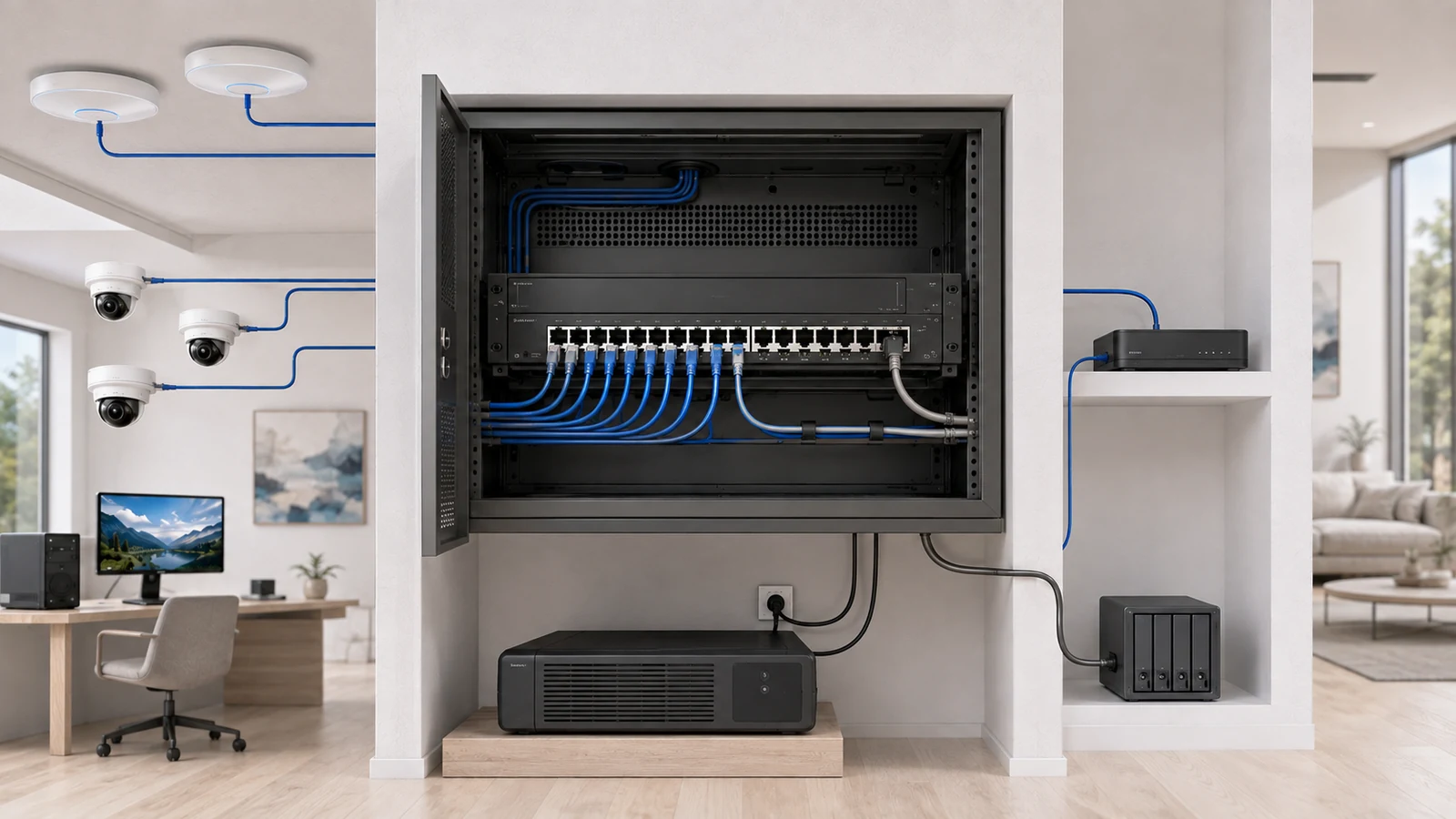 Home network switch sizing based on ports, PoE power, link speeds, uplinks, and connected devices