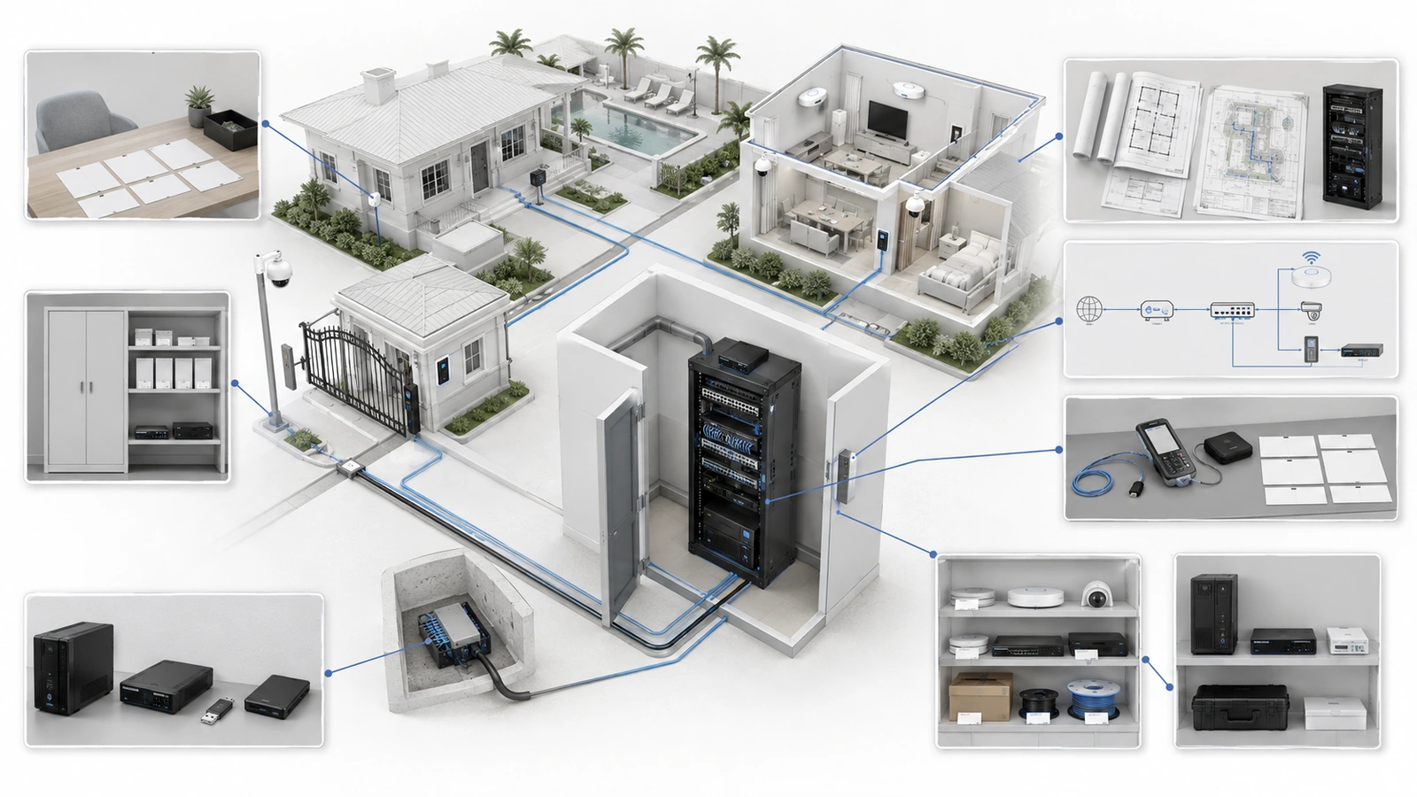 Residential network documentation connecting governance, physical infrastructure, logical architecture, operations, lifecycle management, and recovery